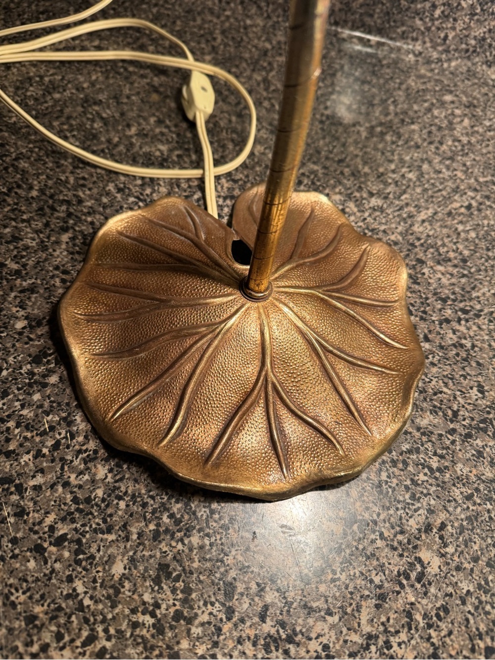 Vintage Brass Lily Pad Tulip Gooseneck Desk Lamp Frosted Clear Shade - Picture 3 of 16